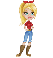 Pretty Farmer Girl Cartoon Vector Character AKA Alexandra the Farm Diva